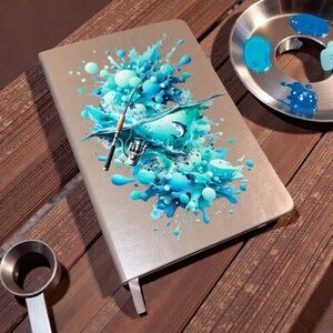 Artistic Blue Fishing Notebook